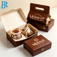 Boîte à emporter pour café et desserts, en papier résistant à la graisse, qualité alimentaire, avec poignée, pour boulangerie et café.