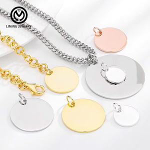 GP156 <span class=keywords><strong>Pendentif</strong></span> rond en argent sterling 925, disque vierge à graver avec logo personnalisé, pour la création de bijoux DIY et breloques - Product Image 1