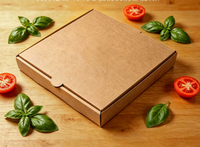 Boîte à pizza en carton ondulé kraft personnalisée, de qualité alimentaire, jetable, pour emporter, avec impression de motif pizza