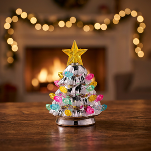 Hermoso mini árbol luminoso de Navidad plateado con luces usos multifuncionales árbol de Navidad artificial iluminado mesa a granel - Product Image 2