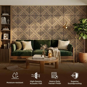 Pannello Acustico <span class=keywords><strong>in</strong></span> MDF con Motivi Geometrici e Venature del <span class=keywords><strong>Legno</strong></span>, <span class=keywords><strong>Pannelli</strong></span> Decorativi Fonoassorbenti per Soggiorno, Ufficio, Studio, Home Theater - Product Image 4
