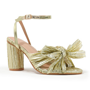 Floral Heeled Sandals Open Toe Block Heel Mid Cotton Lining Back Strap Bow <b>Decoration</b> Elegant Women's Party Wedding <b>Shoes</b> Size - Product Image 3