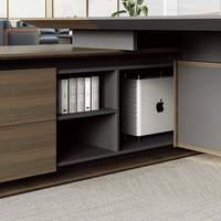 Bureau de direction ergonomique convertible en forme de L moderne, panneau MDF écologique, résistant aux rayures, résistant à l'eau, multifonction