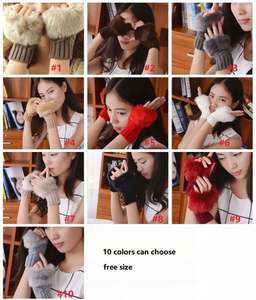 ถุงมือ K298 น่ารัก อุ่นสำหรับฤดูหนาว ถุงมือขนสัตว์สำหรับผู้หญิง ปิดข้อมือและนิ้วมือ  แบบสัมผัสหน้าจอได้ ครึ่งนิ้ว - Product Image 2