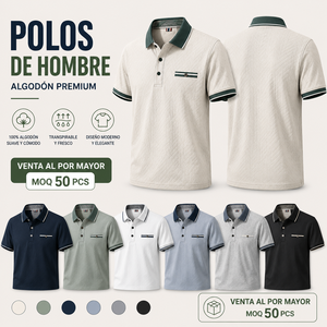Polos De Hombre Algodón Premium Cotton Jacquard Polo <b>Shirt</b> Contrast Collar Chest Pocket Short Sleeve Wholesale - Product Image 3