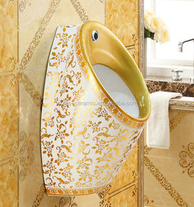Baño de lujo Enchapado urinario de cerámica auto Lavado oro montaje de pared urinario - Product Image 4