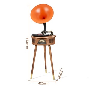 Gramophone rétro en bois Mvlody Factory, boîte à musique vintage antique, haut-parleur stéréo, tourne-disque, lecteur de disques vinyles, phonographe - Product Image 3