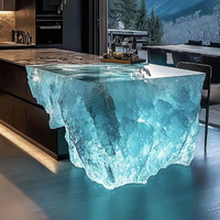 R070 Bureau d'accueil moderne de luxe en cristal transparent avec éclairage LED, design personnalisable, écologique pour hôtel, supermarché, hôpital