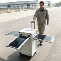 Caméra de surveillance solaire mobile sur chariot, mini-tour de surveillance solaire portable légère de 65 kg avec roues