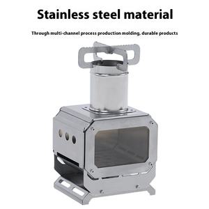 SOLOMAN fornello da campeggio portatile in acciaio inossidabile per legna da ardere facile da trasportare pieghevole facilmente pulito per cucinare da tè all'aperto - Product Image 3