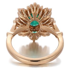 Anneaux minimalistes pour femmes en or véritable massif 18K 14K avec pierre précieuse de laboratoire ovale émeraude de luxe, bijoux fins personnalisés pour femmes, anneaux de fête - Product Image 3