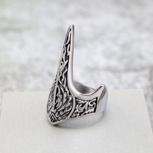 Anillo de hombre de acero inoxidable estilo retro europeo americano, diseño de espiga vikinga con cuervo, estilo hip hop, regalo de joyería. - Product Image 3