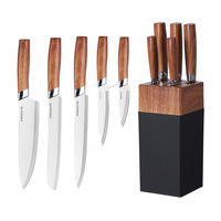 Nouvel ensemble de couteaux de cuisine XHD en acier inoxydable 7 pièces, lame de 6-7,9 pouces, manche en acier Damas 33 couches, dentelé