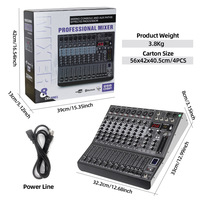 Console de mixage audio professionnelle 8 canaux pour karaoké, processeur d'effets AUX/FX 256DSP, égaliseur 3 bandes avec lecteur MP3 Bluetooth