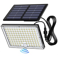 Projecteurs solaires LED extérieurs avec détecteur de mouvement, étanches IP65, en ABS, 100W, blanc froid, avec télécommande, pour porche, patio, cour