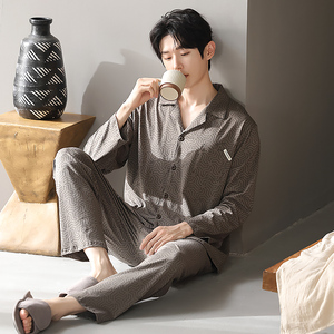 <span class=keywords><strong>Pigiama</strong></span> <span class=keywords><strong>da</strong></span> <span class=keywords><strong>uomo</strong></span> <span class=keywords><strong>in</strong></span> <span class=keywords><strong>cotone</strong></span> a maniche lunghe, vestibilità ampia, traspirante, per casa, casual, due pezzi, per primavera, estate, autunno, inverno - Product Image 4