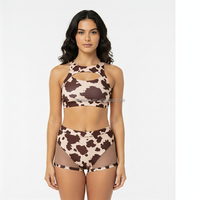 2025 femmes serpent imprimé tissu croix sangle Dancewear ensemble sport soutien-gorge taille haute bas danse porter Yoga fabricant propre étiquette