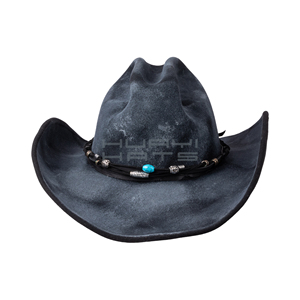 Venta al por mayor hecho a mano azul y negro vaquero 100% sombreros de fieltro de lana sombreros de vaquero vintage - Product Image 2