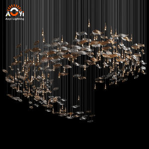 Plafonnier LED Aoyi Lighting en verre ambré et transparent en forme <span class=keywords><strong>de</strong></span> feuille - Décoration artistique contemporaine pour résidence haut <span class=keywords><strong>de</strong></span> gamme - Product Image 6