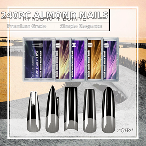 Venta al por Mayor de 240 <span class=keywords><strong>Uñas</strong></span> Postizas Francesas <span class=keywords><strong>Cortas</strong></span> con Forma de Almendra, de ABS, Transparentes, Acrílicas, Mate, para Decoración de <span class=keywords><strong>Uñas</strong></span> - Product Image 2