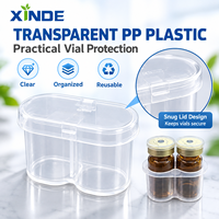 Boîtes de protection pour flacons en gros, pratiques, étanches, transparentes en PP, pour 2 flacons de 10 ml, et supports pour 2 flacons de 3 ml