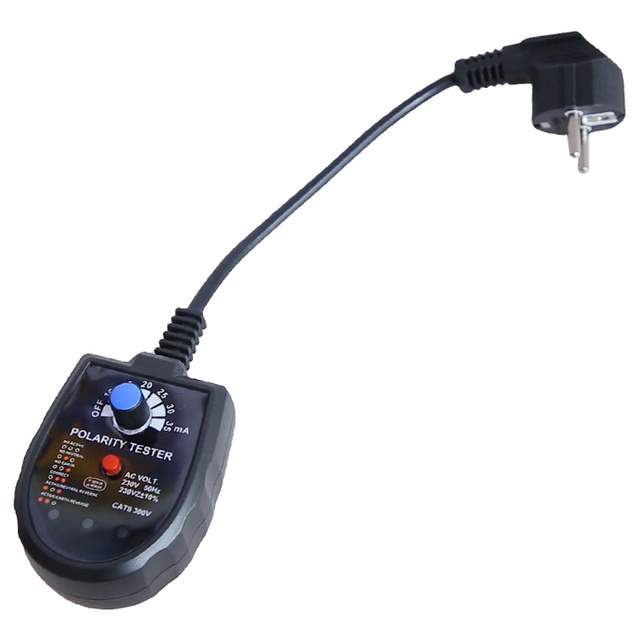 Receptacle Socket RCD Tester Cable ABS Flame Retardant Housing Digital Display CATIII/300V Overvoltage Protection High Accuracy