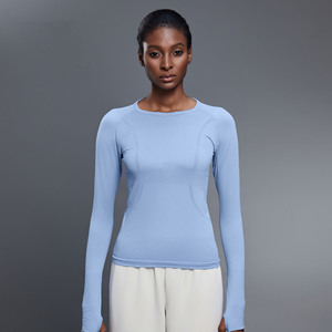 Amigable con la piel, sensación desnuda, Yoga, cuello redondo, agujeros para el pulgar, Top para correr, Fitness, manga larga, <span class=keywords><strong>ropa</strong></span> deportiva, <span class=keywords><strong>ropa</strong></span> de Yoga para mujer - Product Image 1