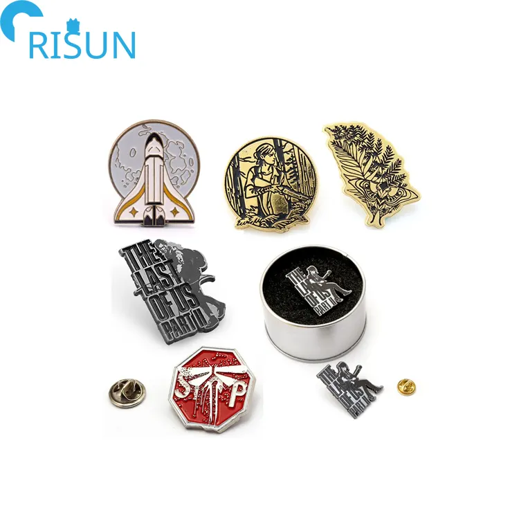 Wholesale Cheap Enamel Pin Suppliers Custom the last of us Enamel Lapel Pins Brooch Shield Wings Rocket Spaceship Badge Brooches