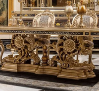 Ensemble de Table à manger en bois massif, Design moderne de luxe, sculpté à la main, feuille d'or, 2022 de haute qualité