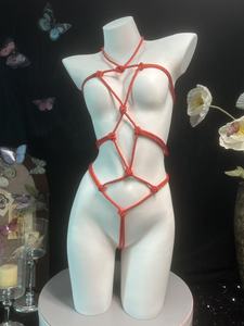 Culotte de contrôle <span class=keywords><strong>sexy</strong></span> respirante pour femme, en corde BDSM, pour jeu de rôle de sorcière, pour couple et planification familiale, avec un design creux rouge et une allure séduisante et audacieuse - Product Image 3