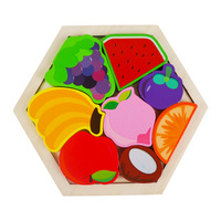 Bloques de madera para rompecabezas de bebés, juguetes educativos con animales, frutas y vehículos, rompecabezas 3D para niños, regalos.