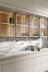 Meubles de cuisine modulaires de style européen moderne, personnalisables en couleur, pour villa, avec comptoir en marbre et robinet, best-sellers - Product Image 5