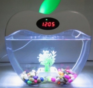 USB 미니 어항 금붕어 수조 LED 조명 LCD 디스플레이 화면 및 시계 포함 친환경 플라스틱 박스 포장 - Product Image 5
