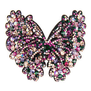 Épingles à cheveux en cristal pour femmes, Barrettes tendance en <span class=keywords><strong>strass</strong></span>, grand papillon, HX-129 - Product Image 4