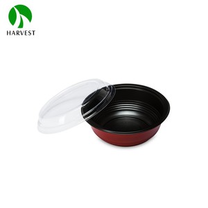 Black <strong>Red</strong> Disposable Plastic PP <strong>Microwavable</strong> Poke Soup Bowl With Lid - Product Image 3