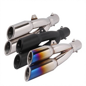 Tuyau d'échappement modifié pour moto en acier inoxydable à double sortie, argent/noir/bleu, compatible <span class=keywords><strong>Yamaha</strong></span> <span class=keywords><strong>R3</strong></span>/R25 Kawasaki Ninja 250/ - Product Image 1