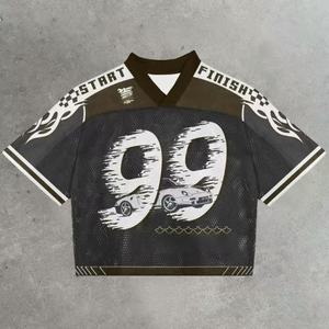 Maillot de sport vintage personnalisé à col en V et manches courtes, imprimé numérique style hip-hop américain, respirant et à séchage rapide, pour club, rugby et hockey - Product Image 1