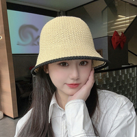 2025 gros KX été plage dentelle évider rotin tressé Articles nouveau Design femmes chapeau de soleil paille seau chapeaux