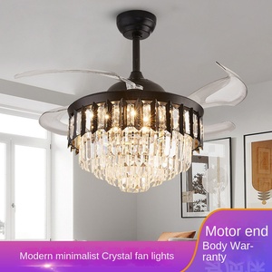 โคมไฟเพดานคริสตัลทองแดงสไตล์วินเทจสำหรับห้องนอนโคมไฟแบบยืดหดได้โคมไฟเพดาน LED ควบคุมระยะไกล - Product Image 4