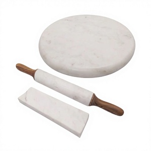 Chakla et Belan en marbre blanc au design admirable, taille personnalisée, forme ronde, pour accessoires de cuisine - Product Image 1