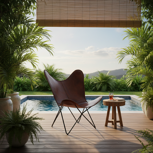 Luxury Modern Butterfly Furniture <b>Outdoor</b> Rattan Garden <b>Chairs</b> Portable Genuine Leather Stainless Steel Wood Bedroom Park - Product Image 3