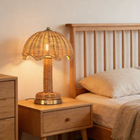 Lampe de table sans fil flexible en osier avec commande tactile, batterie rechargeable, abat-jour en bambou, pour mariages, événements, décorations d'hôtels