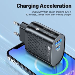 LED Light 20W QC3.0 Magnetic USB-C USB Fast <b>Charger</b> 5V/3A Short Circuit Protection for Mobile Phones Laptops <b>Cameras</b> (US/EU/UK - Product Image 1