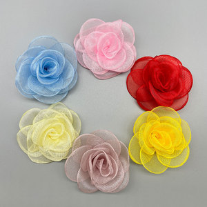 Corsage de flor de gasa estilo coreano de 7.5 cm para el cabello, zapatos, bolsos y accesorios de ropa - Product Image 3