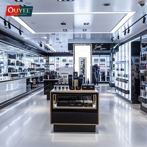 Distributeur de parfum personnalisé en MDF avec fonction rotative Vitrine murale de luxe en verre pour décoration de magasin de parfums - Product Image 3