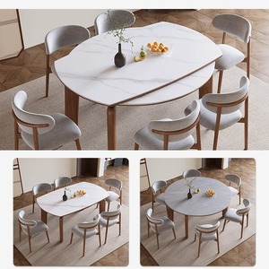 Shulin Furniture Nordic Style Solid <b>Wood</b> Oak Oval <b>Dining</b> <b>Table</b> With <b>Extendable</b> Design For Home <b>Dining</b> Room - Product Image 4