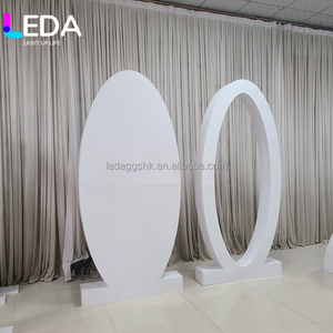 Support de toile de fond blanc de conception nouvelle LEDA Factory, structure en métal de luxe, panneau arqué rond, cadre elliptique pour la décoration de salles de mariage et d'événements - Product Image 2
