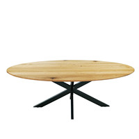 Table ovale Table à manger en bois pour restaurant Planche de bois Design ovale Table à manger en bois de chêne blanc