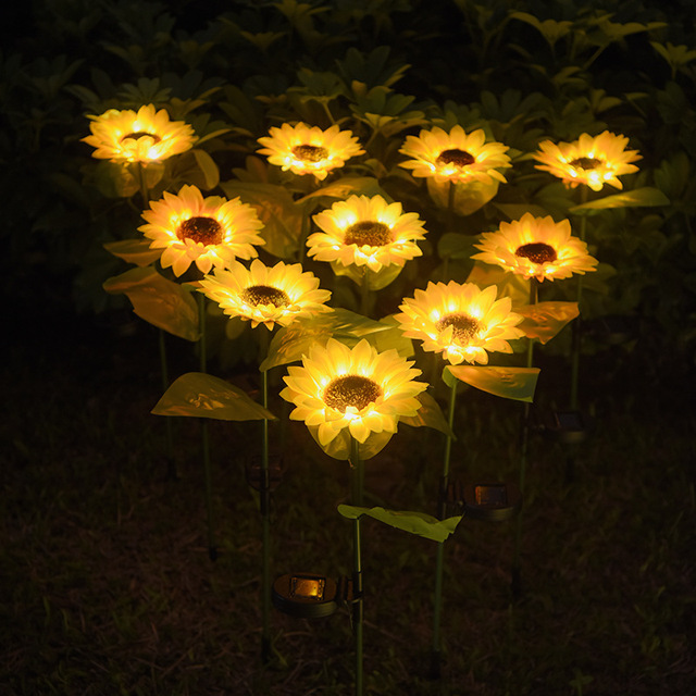 Hot Sale Outdoor Decorative Solar Flower Light Waterproof Sunflower Solar Flower