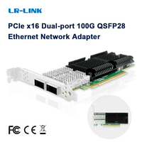 LR-LINK PCIe 4,0x16, puerto Dual, 100Gbps, 2 x QSFP28, chipset Intel E810, adaptador de tarjeta de red Ethernet con cable para servidor